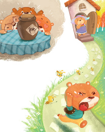 偷吃蜂蜜的小熊被蜜蜂蜇得到处跑 插图