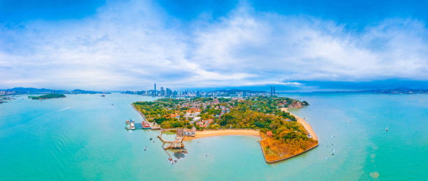 中国福建省厦门市鼓浪屿的航拍风光
