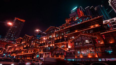 中国重庆旅游景点洪崖洞夜景