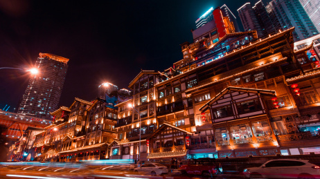 中国重庆旅游景点洪崖洞夜景