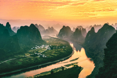 中国桂林山水自然风光