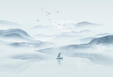 中国风蓝色淡雅意境山水背景画
