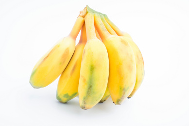 白背景上一把新鲜水果芭蕉