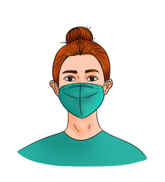 肺炎戴口罩预防的医生插画