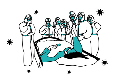 抗肺炎医护人员和病人一起医院过年插图