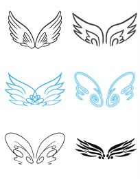 卡通手绘线描翅膀插画合集