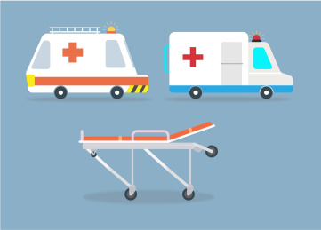 两辆扁平风救护车一台担架