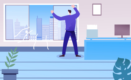 办公室员工开窗通风