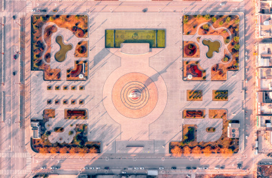 甘肃省天水市甘谷县冀城广场傍晚航拍