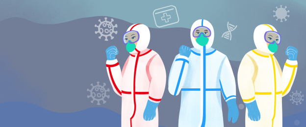 抵抗疫情的医疗人员插画