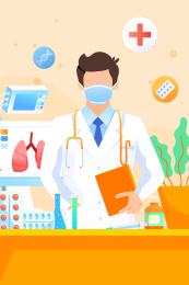 医生抗击病毒肺炎矢量插画