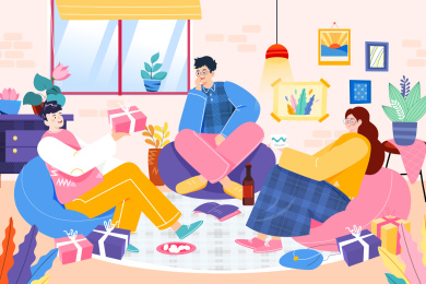 朋友聚会娱乐休闲矢量插画