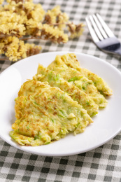 一盘西葫芦饼特写