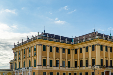 欧洲奥地利维也纳美泉宫俯视角背面巴洛克建