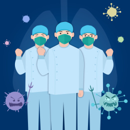 戴口罩医生抗战冠状病毒矢量插画素材