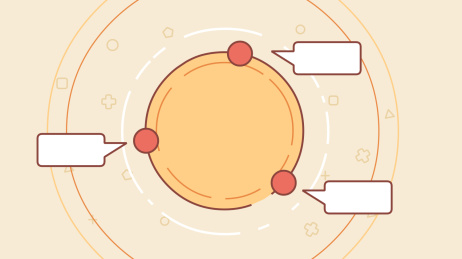 周围浮现着标签的圆框模板