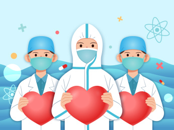 三个医生抱着爱心