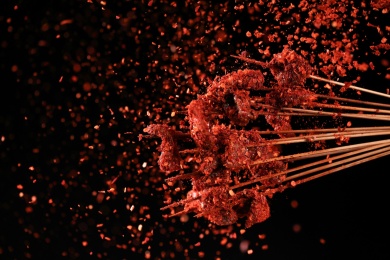 重庆串串火锅配菜竹签麻辣牛肉串