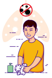 勤洗手抵抗肺炎病毒