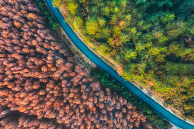 浙江杭州临安青山湖航拍风光秋末风景