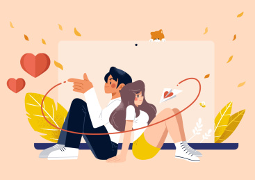 男孩把情书折成纸飞机扔向女孩