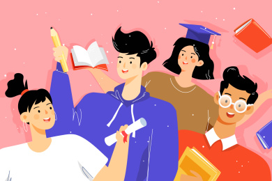 学生开学教育活动矢量插画