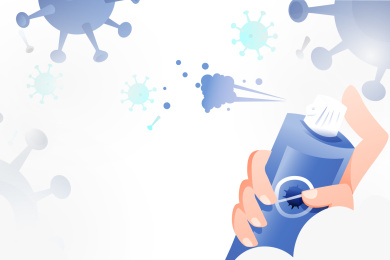 喷雾消毒矢量插画