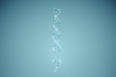 透明DNA与金色发散线条 三维渲染