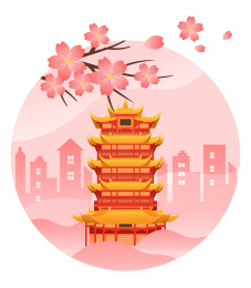 武汉樱花和黄鹤楼