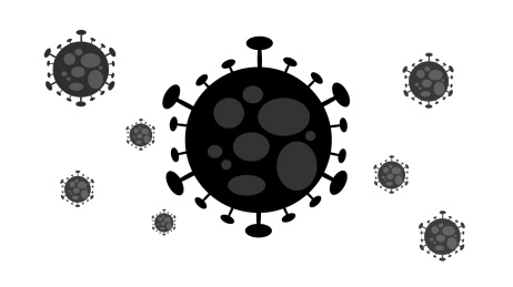 散播的冠状病毒和白色背景