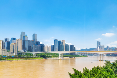 重庆城市建筑风光嘉陵江渝澳大桥