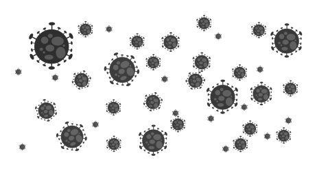  散播的冠状病毒与白色背景矢量插画