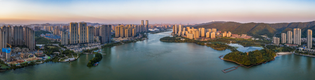高视角俯瞰中国湖南省长沙都市风光日景