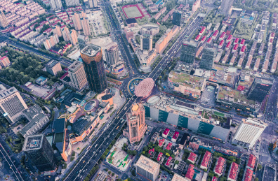 上海杨浦区五角场航拍