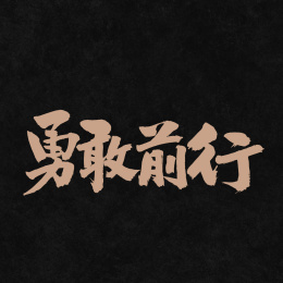 勇敢前行手写汉字书法字体字形中国风