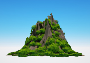 一座三维立体悬浮山峰素材