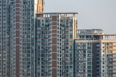 苏州密集的居民楼立面建筑特写