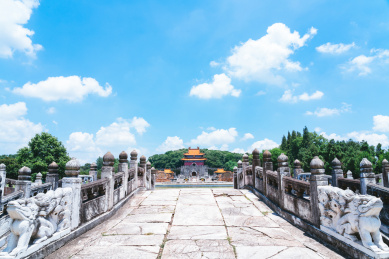 中国湖北省钟祥市明显陵的九曲御河桥