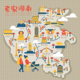 河南18地市地标建筑的地图