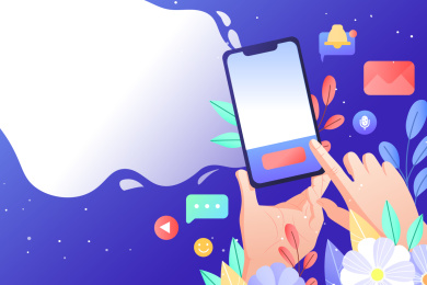 手拿着手机矢量插画