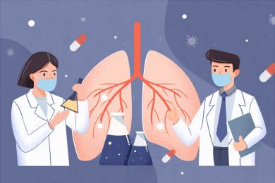 医生戴口罩治疗肺