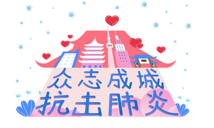 扁平风城市剪影抗击肺炎宣传海报
