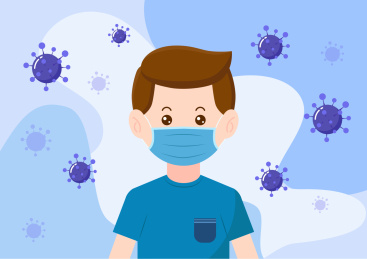 戴口罩的人和病毒矢量插画