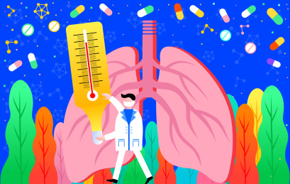 肺部温度测量炫彩科技风扁平插画
