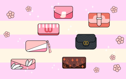 7款扁平风矢量描线风格手包插画