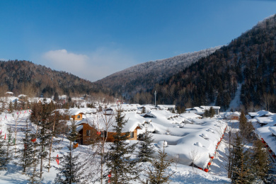 黑龙江雪乡冬季风光航拍