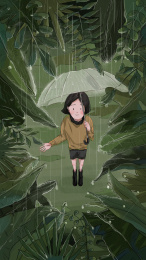 站在雨中的女孩