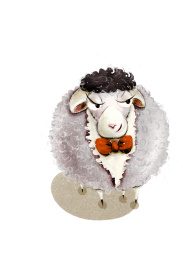 带红色蝴蝶结的绅士卷毛小羊