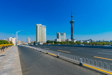 江苏省南京市秦淮河定淮门大桥高楼建筑环境