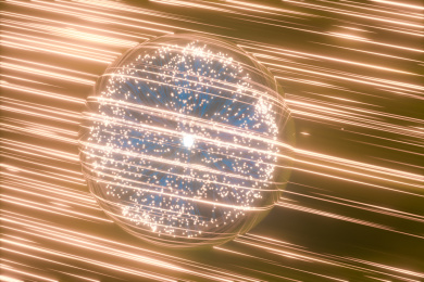 黑暗中的金色星火光斑 三维渲染